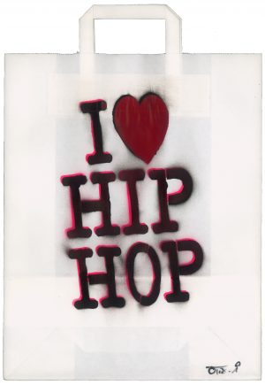 Sebastian Nowak, I Love Hip Hop, Spray auf Papiertasche