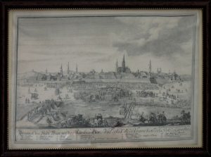 Johann Adam Delsenbach, Prospect der Stadt Wien vor dem Burg-Thor, Kunstdruck auf Seide gerahmt
