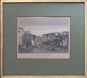 Unbekannt, Ponte Rialto in Venedig, Kunstdruck gerahmt