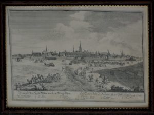 Johann Adam Delsenbach, Prospect der Stadt Wien vor dem Kärntner-Thor, Kunstdruck auf Seide gerahmt