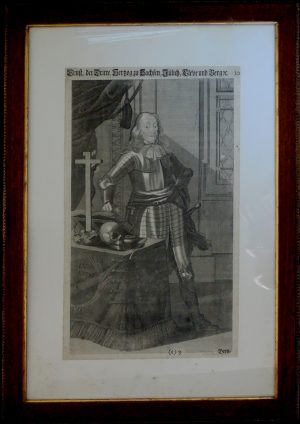 J. C. Claussner, Portrait von Ernst dem Dritten, Herzog zu Sachsen, Cleve und Berg 1601-1675, Metallstich ca. 1700 gerahmt