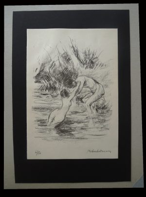 Max Liebermann, Badendes Paar, Kunstdruck 9/75, handsigniert