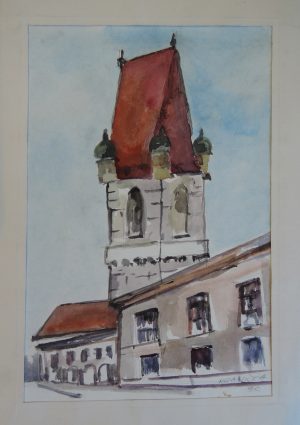 Jiri Hranicka, Burg Perchtoldsdorf bei Wien 1992 Nr. 1 – Aquarell signiert datiert, 3 verschiedene Ansichten