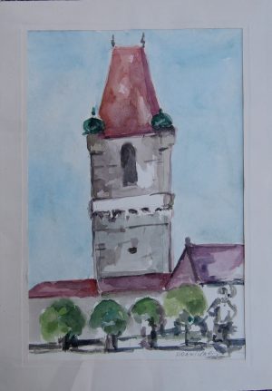 Jiri Hranicka, Burg Perchtoldsdorf bei Wien 1992 Nr. 2 – Aquarell signiert datiert, 3 verschiedene Ansichten