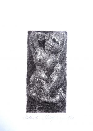 Rudolf Schweiger, Frauenakt –  Radierung, Probedruck, o-signiert, datiert