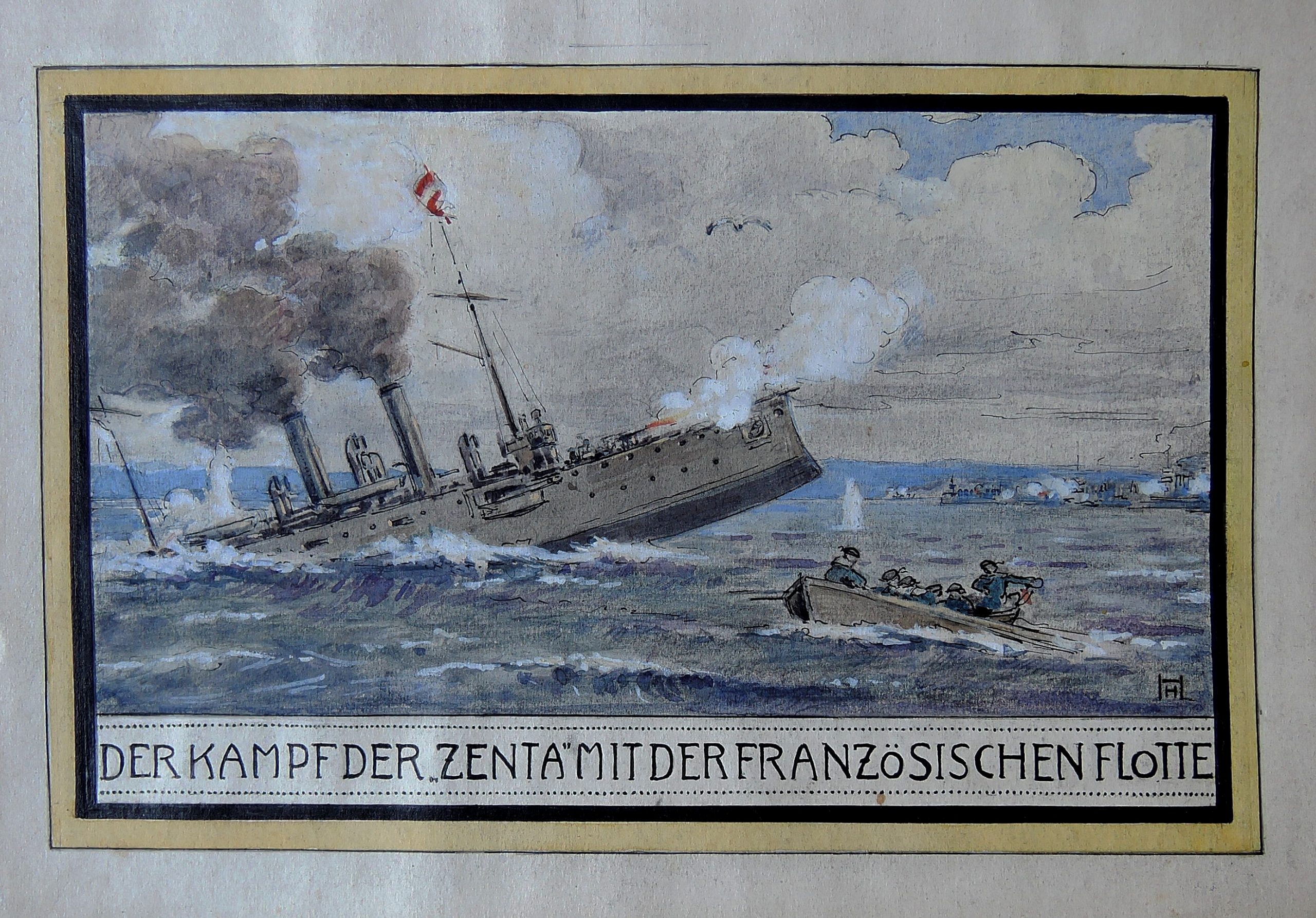 Hermann Vinzenz Heller, Zenta der Kampf mit der französischen Flotte vor Kotor – Mischtechnik